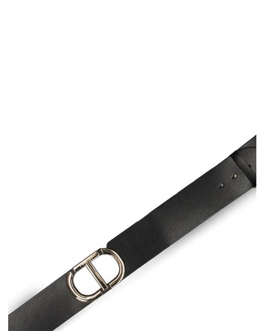 Twinset Black Logo-Buckle Belt