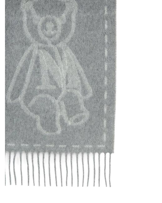 Max Mara Gray Jacquard-Monogram Cashmere Scarf