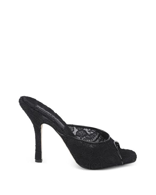 Ermanno Scervino Black Lace-Overlay Peep-Toe Sandals