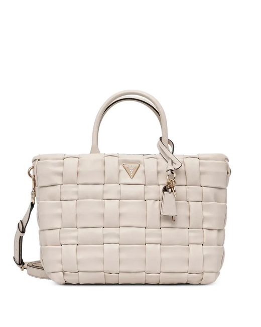 Guess Natural Marion Logo-Detail Tote Bag