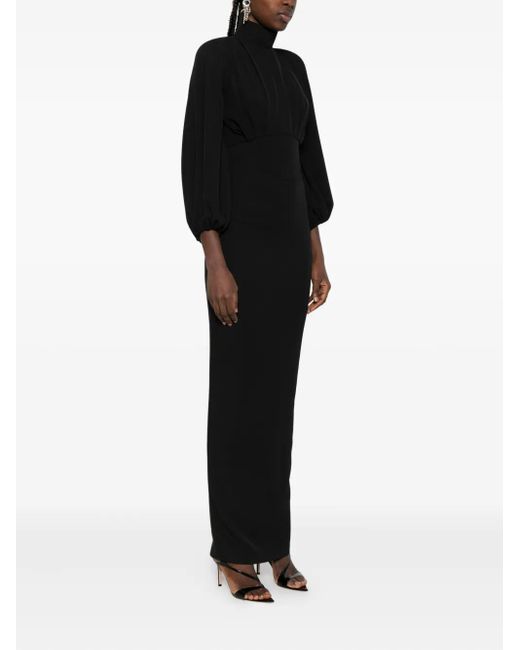 Vestiaire d'un Oiseau Libre Black High-Neck Puff-Sleeve Dress