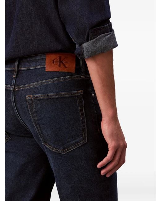 Calvin Klein Blue Logo-Patch Jeans for men