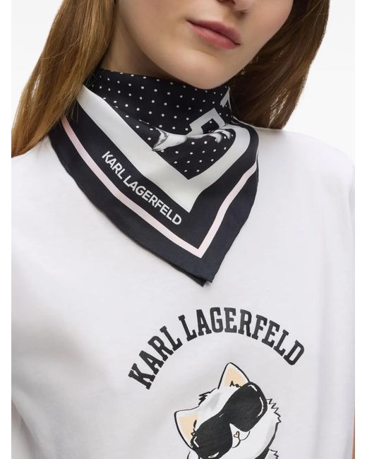 Karl Lagerfeld Black Ikonik Choupette Polka-Dot Scarf