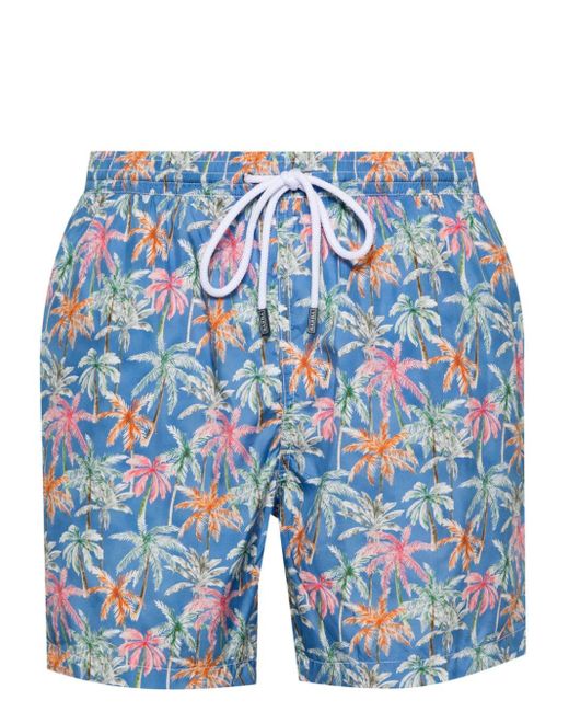 Barba Napoli Blue Palm Tree-print Swim Shorts for men