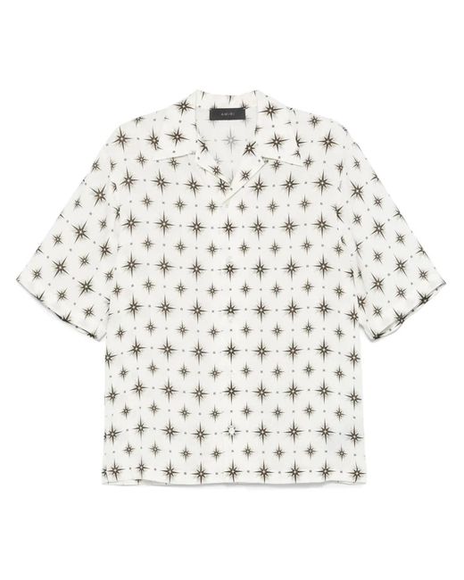 Amiri White Stardust Bowling Shirt With Cuban Collar for men