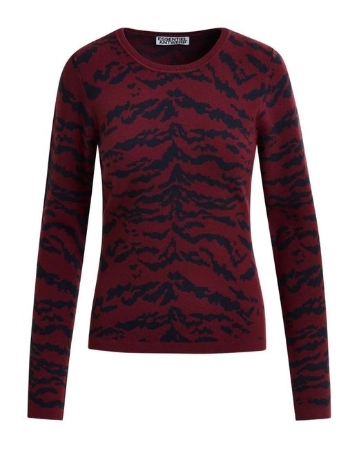Essentiel Antwerp Red Long-Sleeve Ribbed Sweater