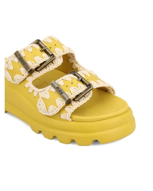 Mou Yellow Eva Two-Buckle Sandals