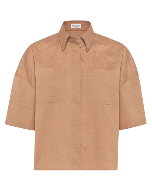 Brunello Cucinelli Natural Hemd Aus Popeline
