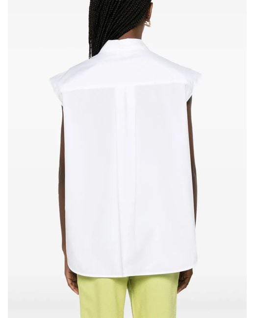 P.A.R.O.S.H. White Canyox Crochet-Detailed Poplin Shirt