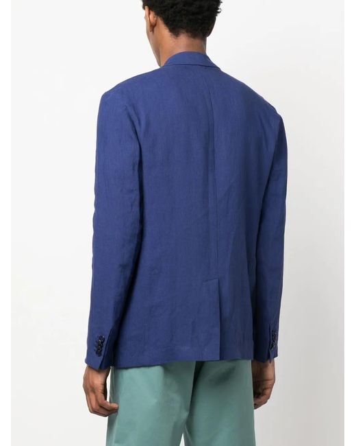 Orlebar Brown Blue Single-Breasted Silk Blazer for men