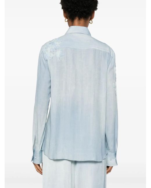 Camicia Con Ricamo Floreale di Ermanno Scervino in Blue