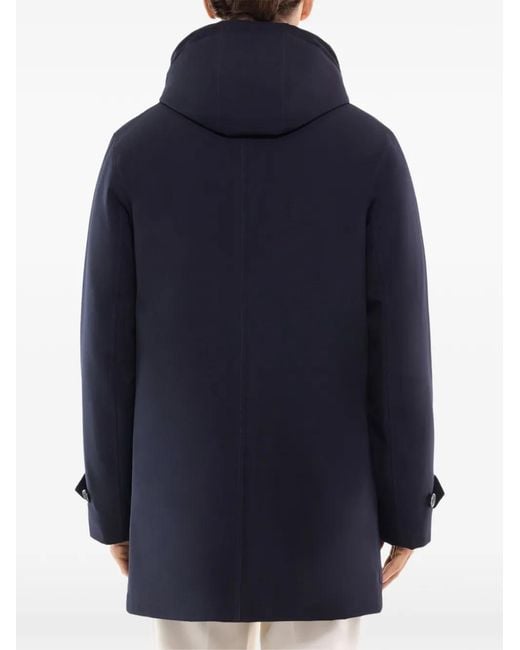 Fursac Blue Hooded Button-Up Parka for men
