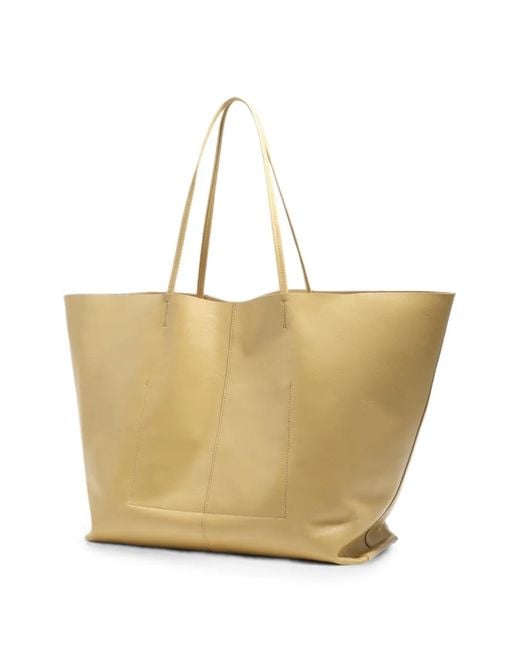 Bimba Y Lola Natural Oatmeal Leather Maxi Shopper Bag