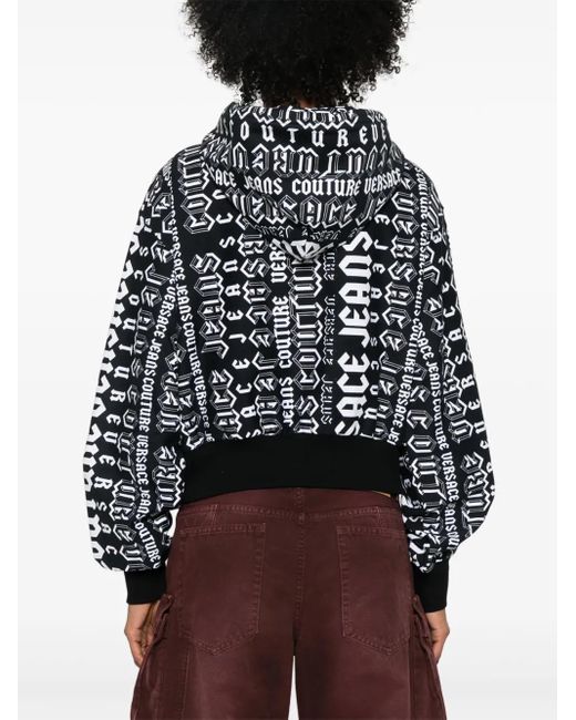 Versace Jeans Couture Black Logo-Print Cotton Hoodie
