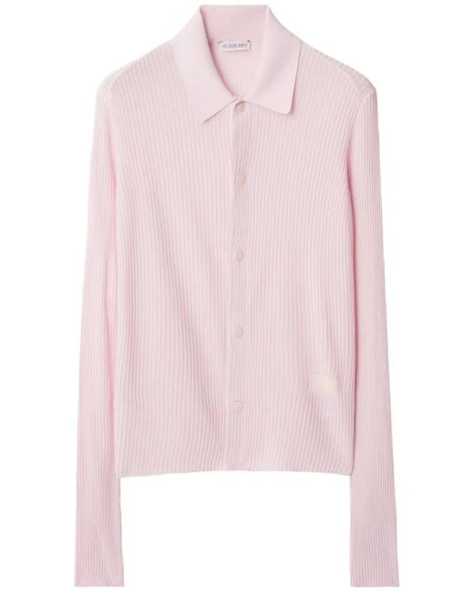 Burberry Pink Buttoned Ribbed Cardigan