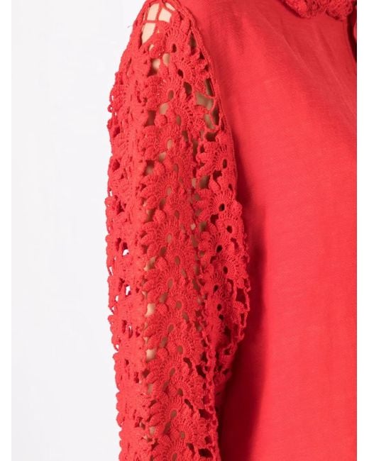 Amir Slama Red Floral-Lace Detail Shirt