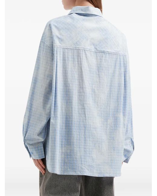 Mini Cream Blue Checkered Shirt