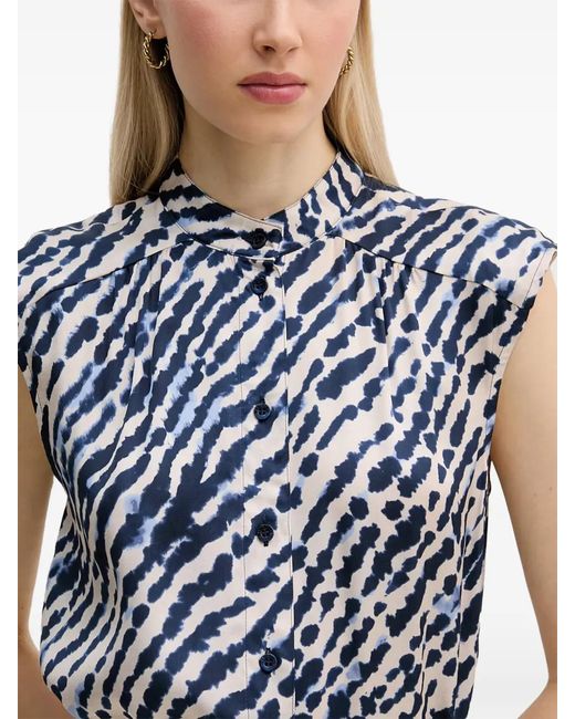 MARC AUREL Blue Abstract-Print Sleeveless Shirt