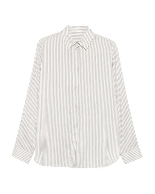 The Row White Vanda Striped Long-Sleeve Shirt