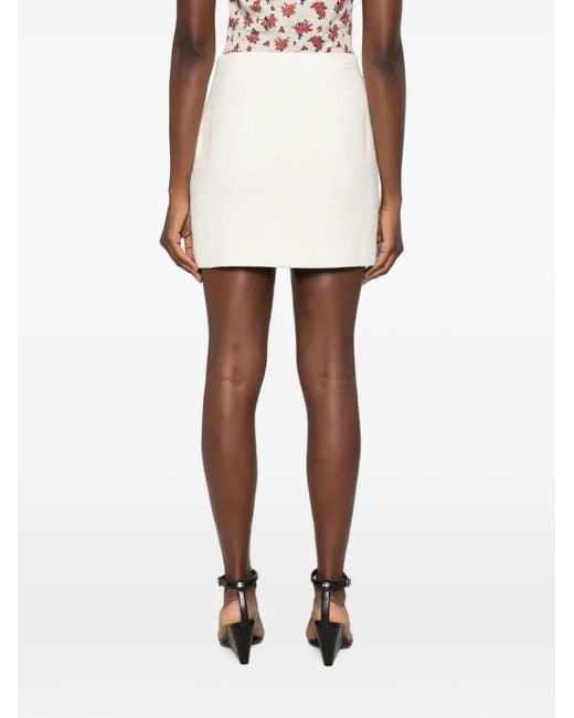 Alessandra Rich White Bouclé-Knit Mini Skirt