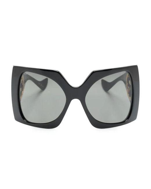 Gucci Gray Interlocking G Square-Frame Sunglasses