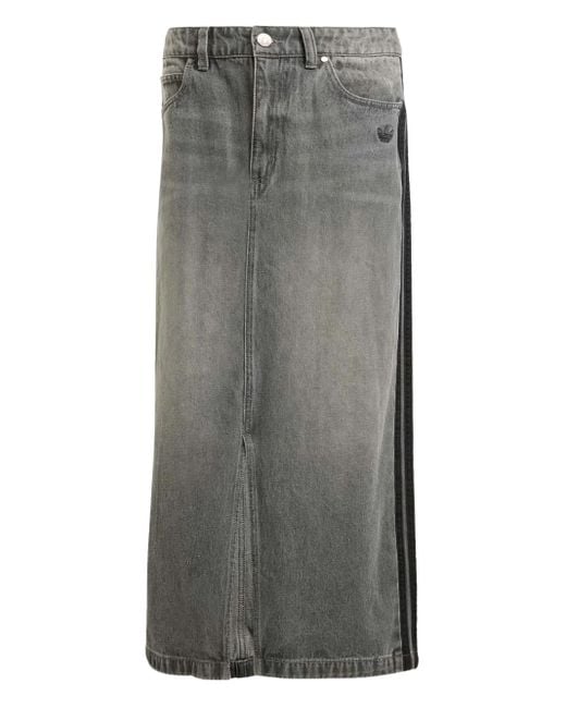 Adidas Gray Adicolor 3-Stripes Denim Maxi Skirt