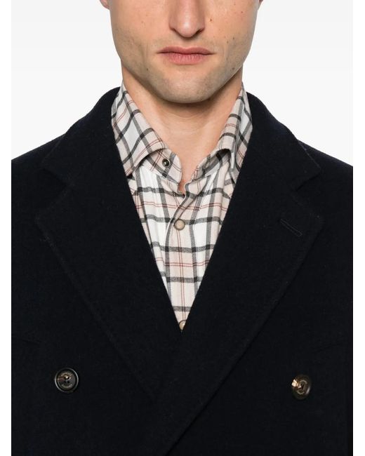 Eleventy Blue Double-Breasted Button Coat for men