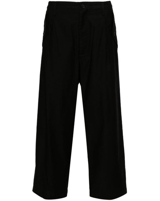Yohji Yamamoto M-front 1 Tuck Cropped Broek in het Black voor heren