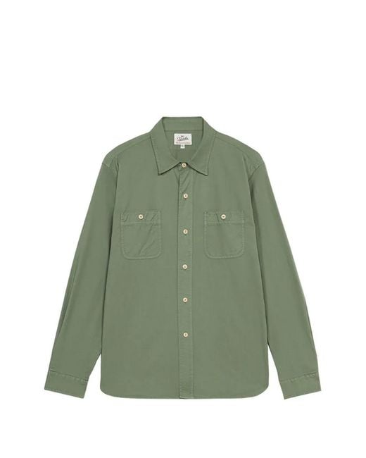 Fortela Green Workt Patch-Pocket Cotton Shirt for men