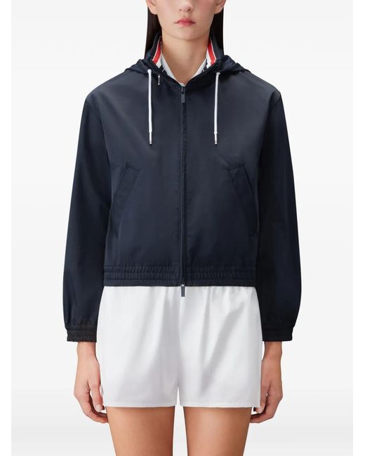 Thom Browne Blue Veste Rayée À Capuche