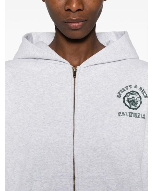 Sporty & Rich White California Emblem Zip-Up Hoodie