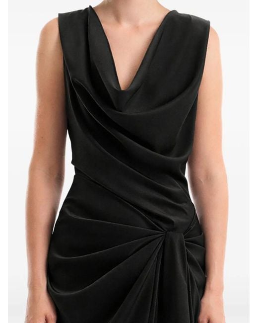 Gemy Maalouf Black Draped Sleeveless Dress