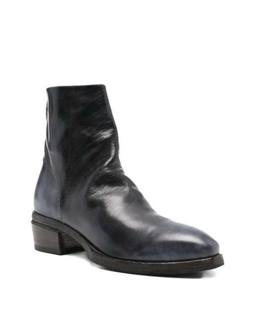 shotof Black Zip-Detail Leather Boots