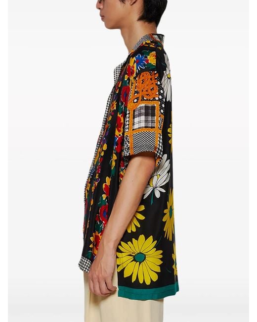 J.Logan Home Orange Sennet Silk Short-sleeved Shirt for men