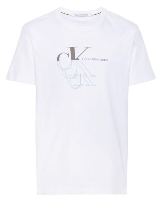 Calvin Klein White Logo-print Cotton T-shirt for men