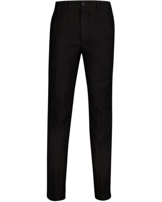120% Lino Black Linen Trousers for men