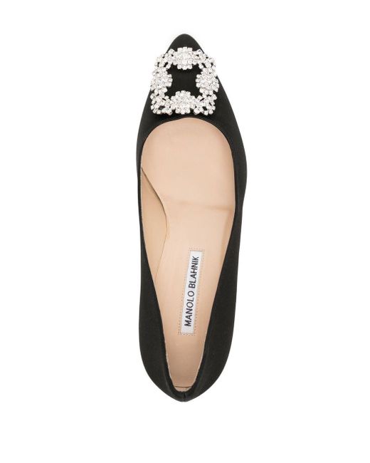 Manolo Blahnik Black Hangisi Crystal-Buckle 50Mm Pumps