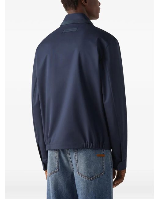 Zegna Blue Motorin Zi-Up Blouson Jacket for men