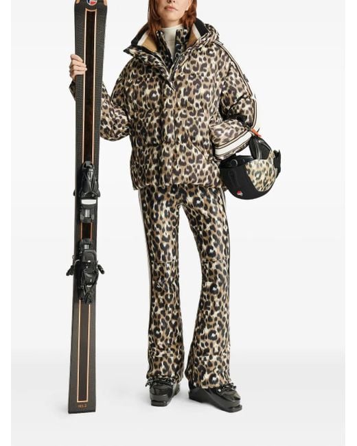Fusalp Black Leopard-Print Quilted Ski Jacket