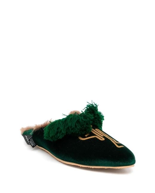 Midorikawa Green Pointed-Toe Slippers