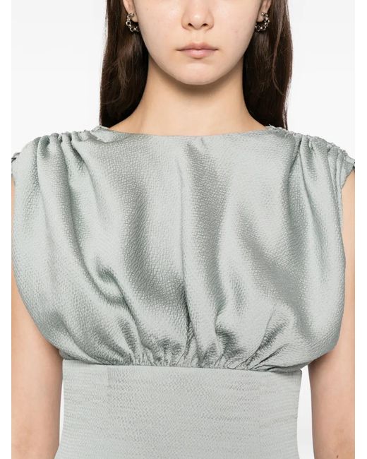 Amsale Blue Hammered Satin Dress