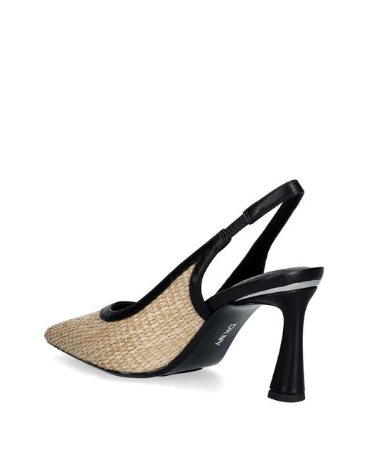 DKNY White Woven Slingback Pumps