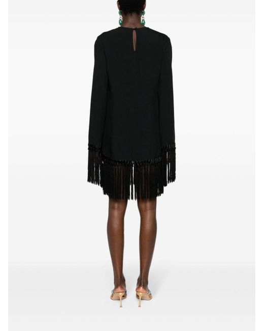 ‎Taller Marmo Black Claudia Fringed Mini Dress - Women's - Acetate/viscose