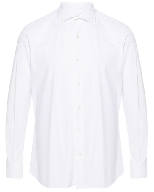 Glanshirt White Long-Sleeve Stretch-Jersey Shirt for men