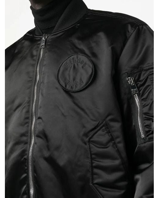 Etudes Studio Black Padded Zip-Up Bomber Jacket for men
