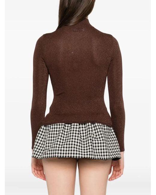 Self-Portrait Brown High-Neck Top