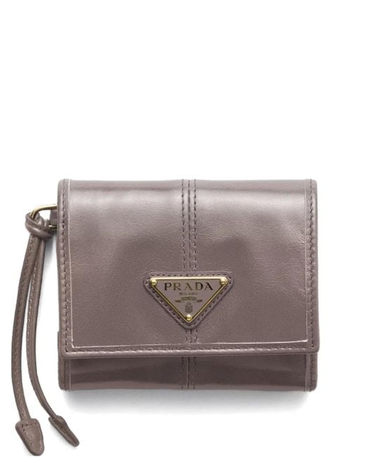 Prada Gray Small Triangle-Logo Wallet