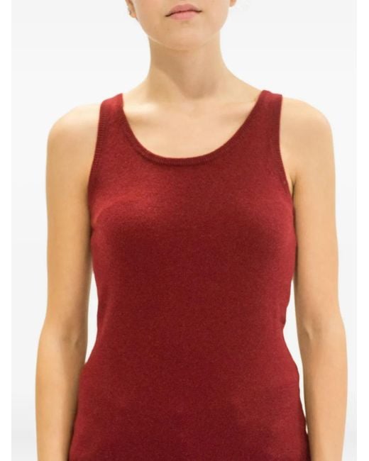 LA ROSE Red Knitted Tank Top