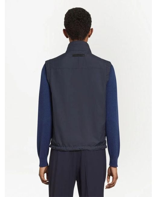 Zegna Blue Reversible Zip-Up Vest for men