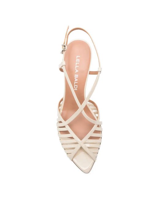 Lella Baldi Natural Criss-Cross Strap Sandals